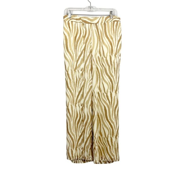 NEW Soft Surroundings Safi Pants in Neutral Zebra Wide Leg Palazzo Pull On - 3X - Picture 2 of 10
